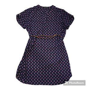 Sweet Rain Short Sleeve Paisley Belted V-Neck Shift Dress - Size XL